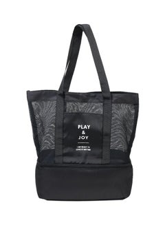 Buy Mesh Insulated Beach Tote Bag Black in Saudi Arabia