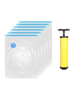 اشتري طقم حقائب تخزين بالتفريغ الهوائي مكون من 6 قطع مع مضخة للشفط شفاف/أزرق/أصفر 80x100Ø³Ù†ØªÙŠÙ…ØªØ± في الامارات