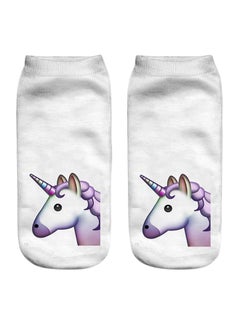 Buy Unicorn Printed Low Cut Ankle Socks White Unicorn in UAE