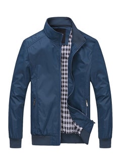 Buy Zippered Long Sleeves Jacket Blue in Saudi Arabia