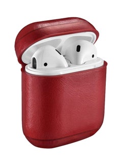 Buy Vintage Series Real Leather With Metal Hook Case for Apple AirPods Red in Saudi Arabia