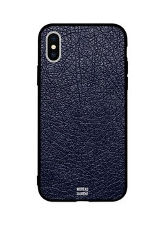 اشتري Skin Case Cover -for Apple iPhone X Dark Blue Leather Pattern Dark Blue Leather Pattern في مصر