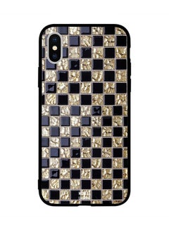 Buy Skin Case Cover -for Apple iPhone X Golden & Black Square Shapes Pattern Golden & Black Square Shapes Pattern in Egypt