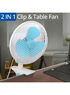 Buy 2-In-1 Clip And Table Fan CYCF-889 Blue/White in UAE