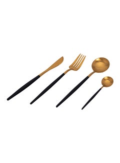 Buy 16-Piece Cutlery Set Gold/Black in Saudi Arabia