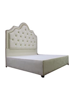 Buy Upholstered Bed Without Mattress Light Beige Queen in Saudi Arabia