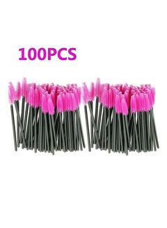 Buy 100-Piece Mascara Wands Applicator Makeup Brushes Black/Pink in Saudi Arabia