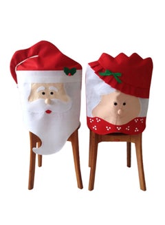 Buy 2-Piece Bagnbean Decoration Santa Chair Cover Set White/Red 95grams in Saudi Arabia