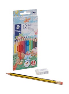 اشتري أقلام تلوين خشبية قابلة للمسح من 12 قطعة أسود/ أخضر/ أزرق في الامارات