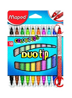 Buy 10-Piece Dual Felt Tip Color Pen Set Multicolour in UAE