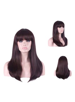 Buy Long Straight Hair Elegant Lace Wig Black 80centimeter in UAE
