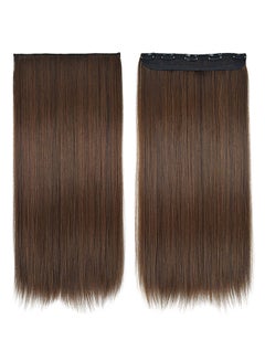 Buy One Piece Elegant Lace Human Hair Straight Wig Brown 60centimeter in Saudi Arabia