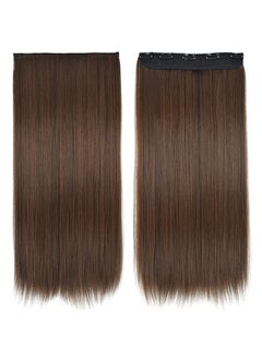 Buy One Piece Elegant Lace Human Hair Straight Wig Brown 60centimeter in UAE