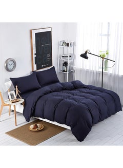 Buy 4-Piece Bedding Set Cotton Navy Blue Queen in UAE