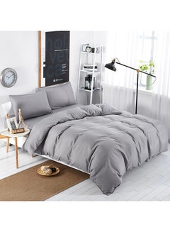 Buy 4-Piece Bedding Set Cotton Grey Queen in UAE