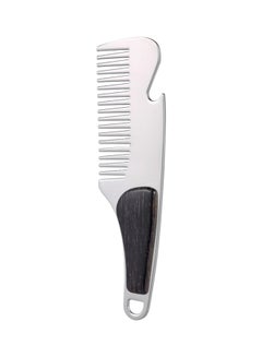 Buy Stainless Steel Mini Pocket Beard And Mustache Comb With Bottle Opener Black/Silver in Saudi Arabia