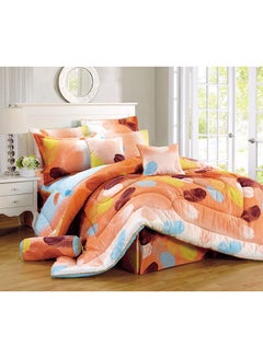 Buy 9-Piece Glennar Comforter Set Cotton Orange/Brown/Yellow King in Saudi Arabia