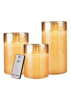 Buy 3-Piece Battery Powered Candles With Remote Control Multicolour in UAE