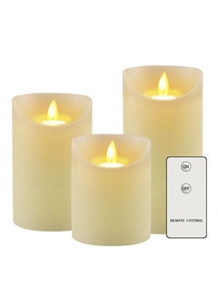 Buy 3-Piece Battery Powered Candles With Remote Control Multicolour in Saudi Arabia