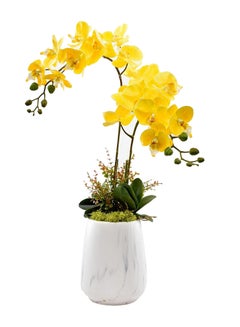 Buy Artificial Orchid Flowers Yellow/White/Green in UAE