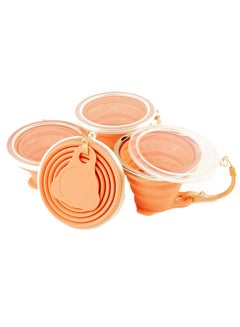 Buy 4-Piece Silicone Collapsible Cup Travel Mug With Lid Orange in Saudi Arabia