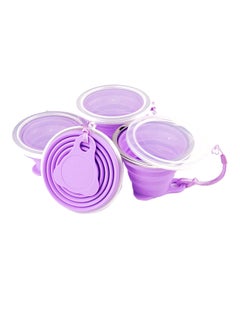 Buy 4-Piece Silicone Collapsible Cup Travel Mug With Lid Purple in UAE