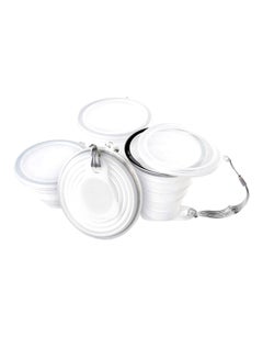 Buy 4-Piece Silicone Collapsible Cup Travel Mug With Lid White in UAE