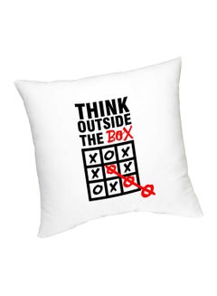 Buy Think Outside The Box Printed Cushion White/Black/Red 45cm in UAE