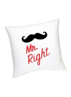 Buy Mr. Right Printed Cushion White/Red/Black 45cm in UAE