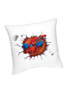 Buy 3D Spiderman Break Through Printed Cushion White/Blue/Red 45cm in UAE