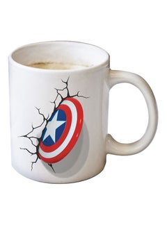 Buy Captain America Shield Printed Coffee Mug White/Red/Blue in Saudi Arabia