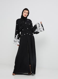 Buy Embroidered Detail Abaya Black in UAE