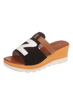 Buy Mule Heel Casual Sandals Brown/Black in Saudi Arabia