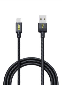 Buy USB C (Type C) Quick Charge Charging Cable Braided Black in Saudi Arabia