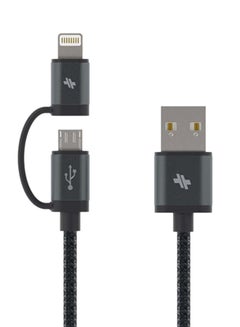 Buy 2-In-1 Lightning Data Sync Charging Cable Gunmetal in Egypt