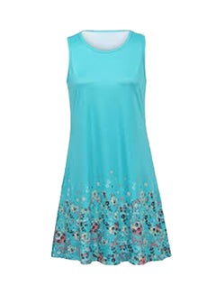 Buy Round Neck Mini Dress Blue in UAE