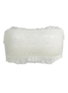 Buy Lace Wireless Padded Strapless Bra Crop Top White in UAE