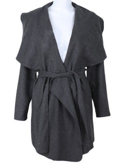 Buy Long Sleeve Coat With Pockets Black in UAE