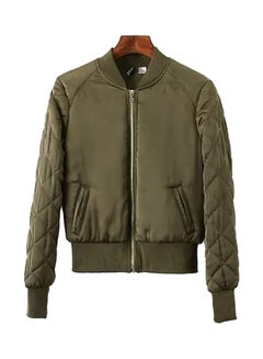 Buy Long Sleeve Bomber Jacket Dark Green in UAE