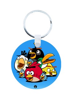 Buy 2-In-1 Video Game Angry Birds Printed Keychain And Necklace Blue/Black/Silver in Saudi Arabia