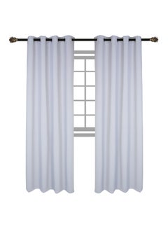 Buy 4-Piece Solid Window Curtain Set Includes 2xCurtain 140x240cm, 2xTie Band 10x60cm Grey in UAE