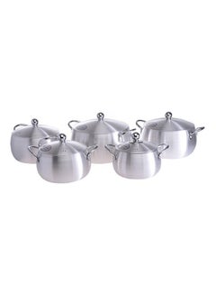 Buy 10-Piece Aluminium Cookware Set Silver in Saudi Arabia