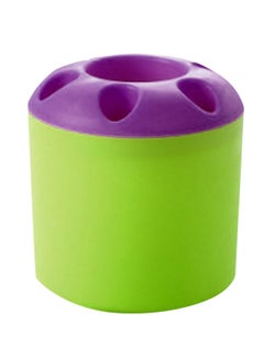 Buy Cylindrical Toothbrush Holder Green/Purple 9x10.3centimeter in Saudi Arabia