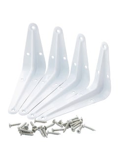 Buy 4-Piece Right Angle Shelf Bracket Set White/Silver 3x4inch in Saudi Arabia