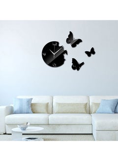 Buy 3D Butterfly Wall Clock Black 45x45centimeter in UAE