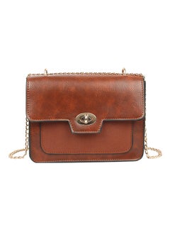 Buy Flap Closure Crossbody Bag Brown in Saudi Arabia