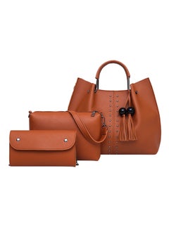 Buy 3-Piece Composite Bag Set Brown in Saudi Arabia