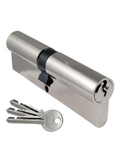 Buy Cylinder Steel Door Lock Silver/Black 70mm in Saudi Arabia