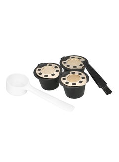 Buy 3-Piece Capsule Coffee Filter Set With Spoon And Brush Black/Gold 37x28x22mm in UAE