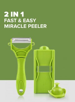 Buy Miracle Dual-Blade Julienne Peeler Green/Silver in UAE